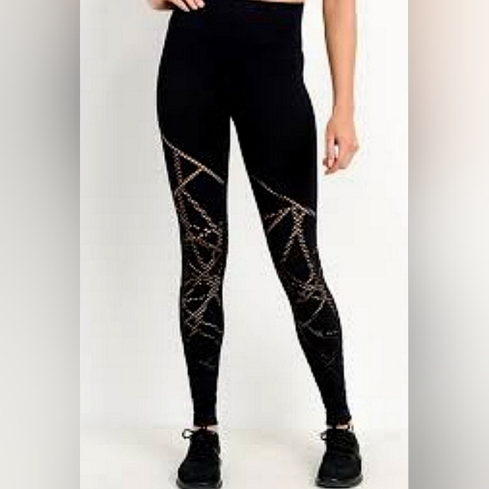 Mono B High Waist Seamless Proforated Leggings In Charcoal Gray Size Lg